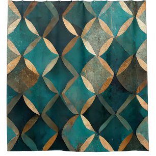 Elegant pattern teal gold luxury shower curtain