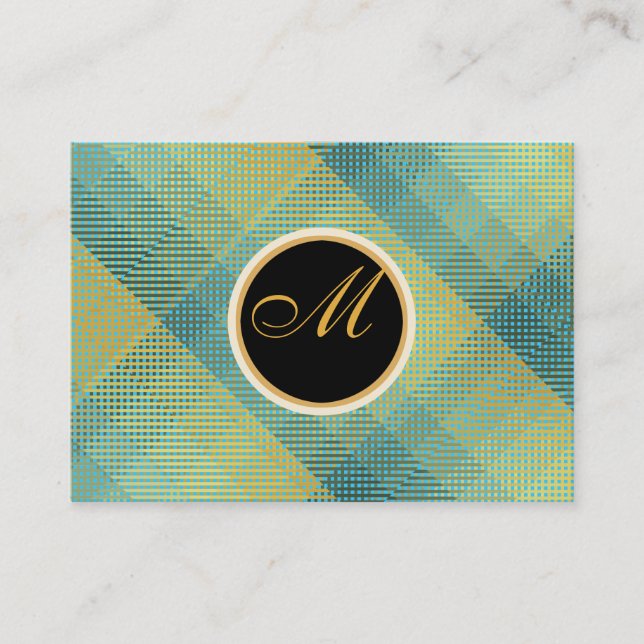 Elegant Pattern Turquoise Business Card (Front)