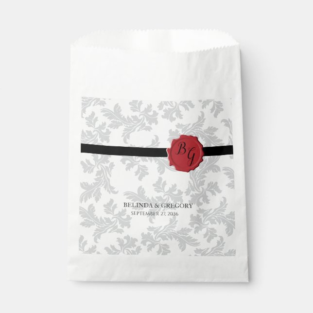 Elegant Pattern & Wax Seal Wedding Favour Bags (Front)