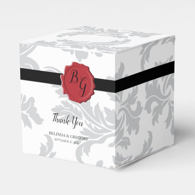 Elegant Pattern & Wax Seal Wedding Favour Box (Front Side)