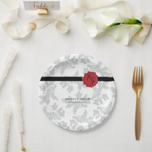 Elegant Pattern & Wax Seal Wedding Paper Plate