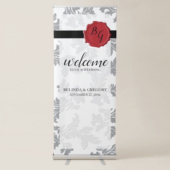 Elegant Pattern & Wax Seal Wedding Welcome Sign (Front)