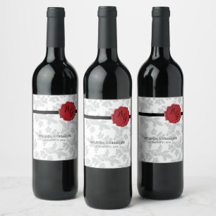 Elegant Pattern & Wax Seal Wedding Wine Label
