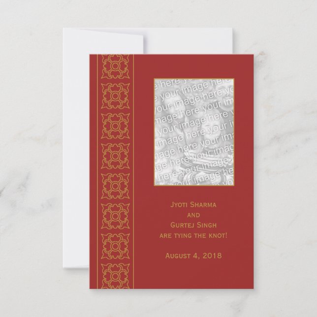 Elegant Patterned Indian Save the Date (Front)