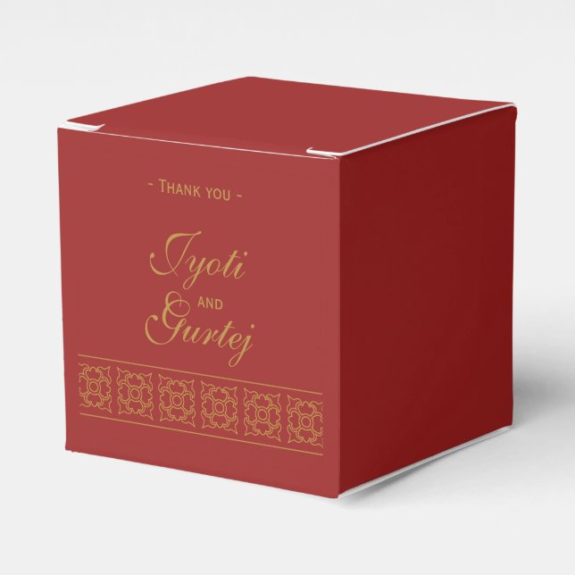 Elegant Patterned Indian Wedding Favour Box (Front Side)