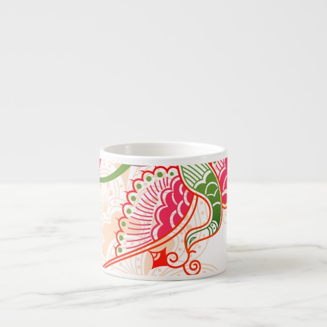 Elegant Patterned Porcelain Espresso Cup (Front)