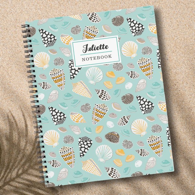 Elegant Patterned Seashells on mint Notebook (Creator Uploaded)