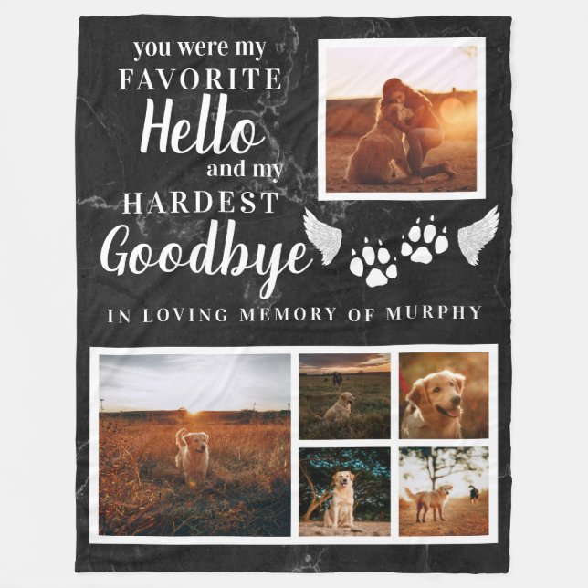 Elegant Paw Prints Personalised Pet Memorial Photo Fleece Blanket (Front)