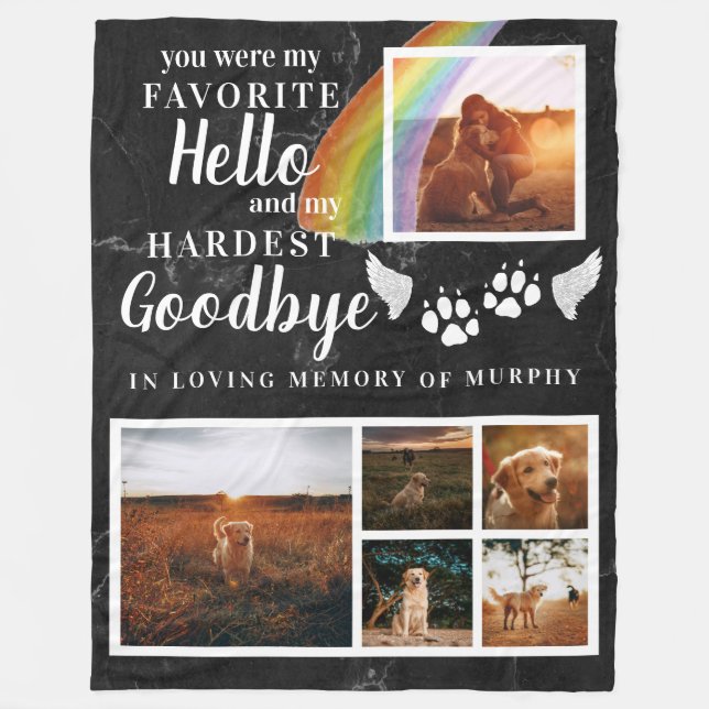 Elegant Paw Prints Personalised Pet Memorial Photo Fleece Blanket (Front)