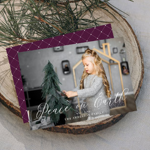 Elegant Peace in Sugar Plum Holiday Photo Card