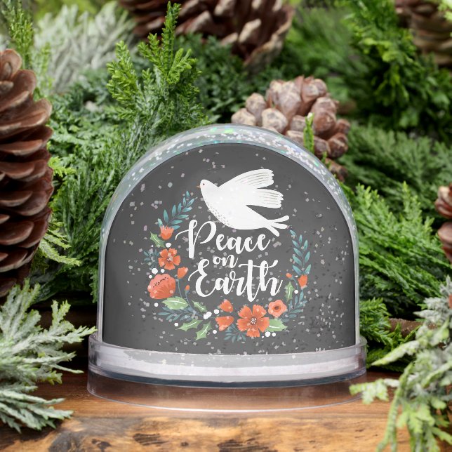 Elegant Peace on Earth Family Christmas Photo Snowglobe (Winter)