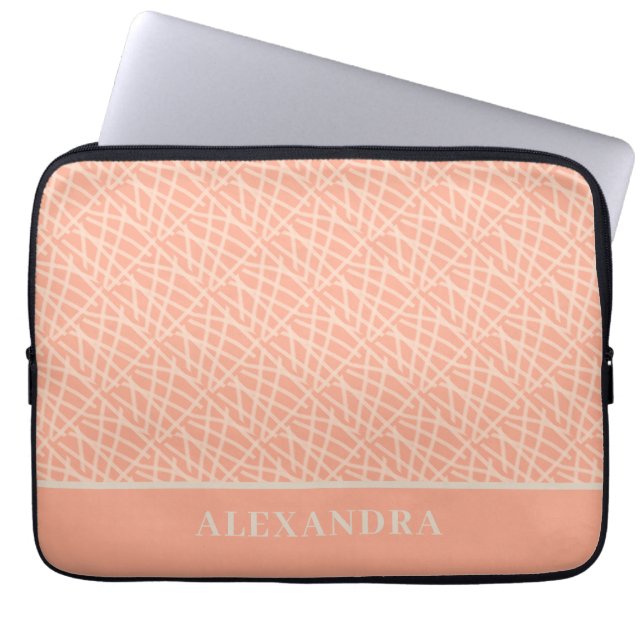 Elegant Peach Abstract  Laptop Sleeve (Front)