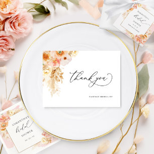 Elegant Peach and Cream Floral Bridal Shower Thank You Card
