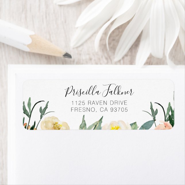 Elegant Peach and Cream Watercolor Flowers (Insitu)