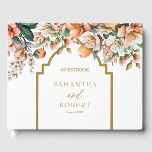 Elegant Peach and Gold Southern Wedding Guest Book
