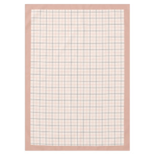 Elegant Peach and Grey Chequered Tablecloth