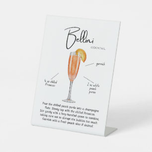 Elegant Peach Bellini Cocktail Pedestal Sign