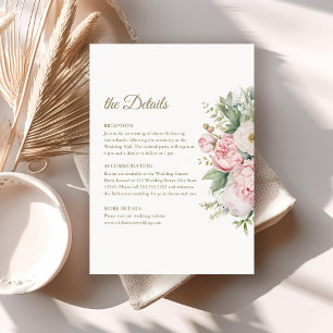 Elegant Peach & Blush Floral Wedding Details Card