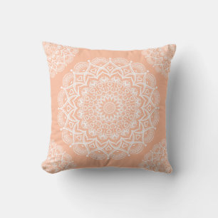Elegant Peach Boho Mandala Cushion