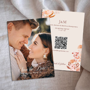 Elegant Peach Boho Style Floral Save the Date Invitation