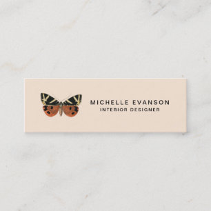 Elegant Peach Butterfly Minimalist Professional Mini Business Card
