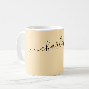 Elegant Peach Colour Modern Name Personalised Coffee Mug