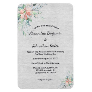 Elegant Peach Coral Flowers Bouquet Wedding Magnet