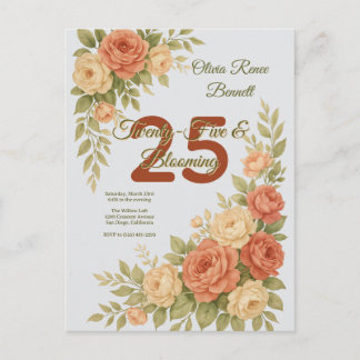 Elegant Peach & Cream Floral Birthday Postcard
