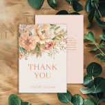 Elegant Peach Cream Floral Birthday  Thank You Card<br><div class="desc">Elegant peach and cream watercolor floral and foliage birthday party Thank You card. Contact me for assistance with your customisations or to request additional matching or coordinating Zazzle products for your event(s)</div>