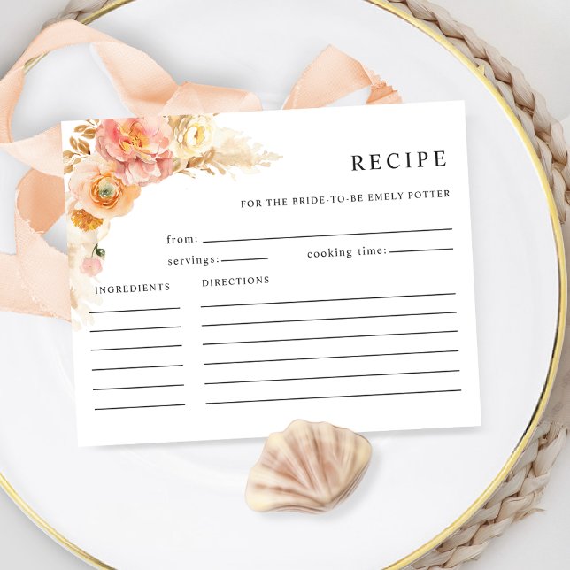 Elegant Peach Cream Floral Bridal Shower Recipe (Creator Uploaded)