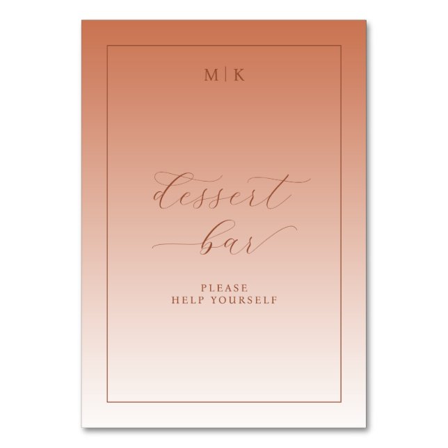 Elegant Peach Dessert Bar Sign Table Number (Front)