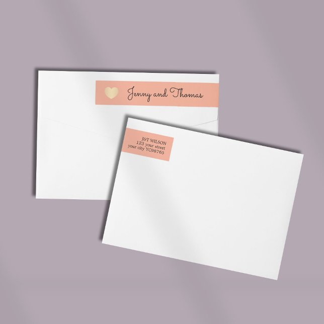Elegant Peach Faux Golden Heart  Wrap Around Label (Creator Uploaded)