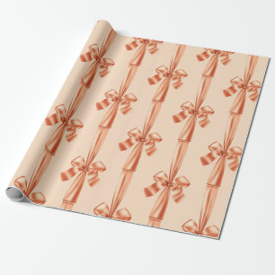 Elegant Peach Faux Satin Ribbon Bow Wrapping Paper