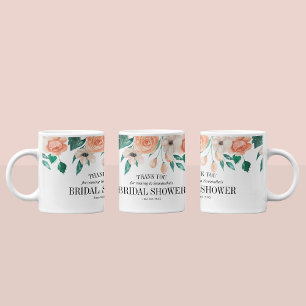 Elegant Peach Floral Bridal Shower Custom Favours Coffee Mug