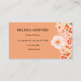 Elegant Peach Floral Business Card | Feminine Trad