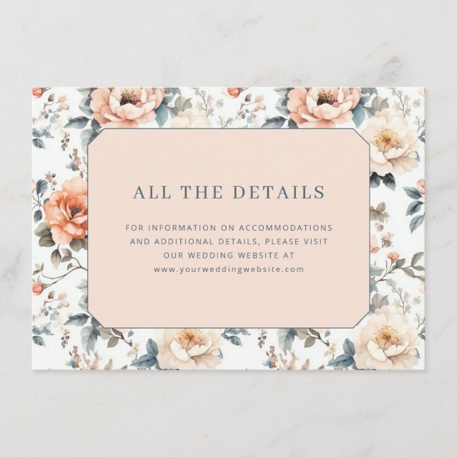 Elegant Peach Floral Enclosure Card (Front)