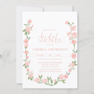 Elegant Peach Floral Garden Bridal Shower Invitation
