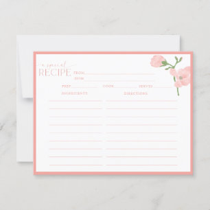 Elegant Peach Floral Recipe Card