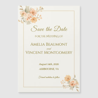 Elegant Peach Floral Save the Date Wedding Invitat