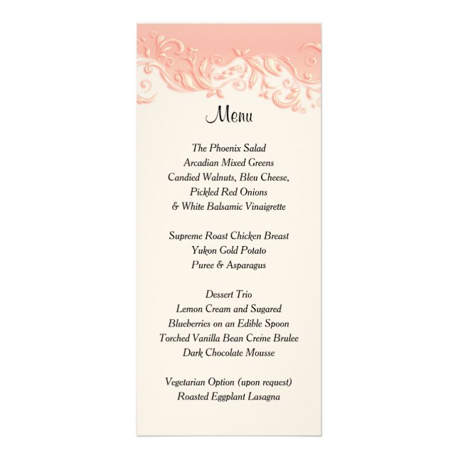 Elegant Peach Floral Swirl  - Menu (Front)