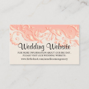 Elegant Peach Floral Swirl - Wedding Website Enclosure Card