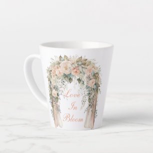 Elegant Peach Floral Wedding Latte Mug