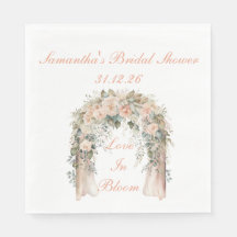 Elegant Peach Floral Wedding Napkins