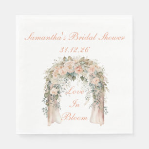 Elegant Peach Floral Wedding Napkins