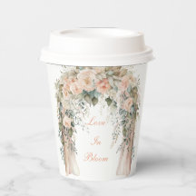 Elegant Peach Floral Wedding Paper Cups