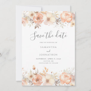 Elegant Peach Floral Wedding  Save The Date