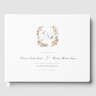 Elegant Peach Garden Floral Wedding Guest Book