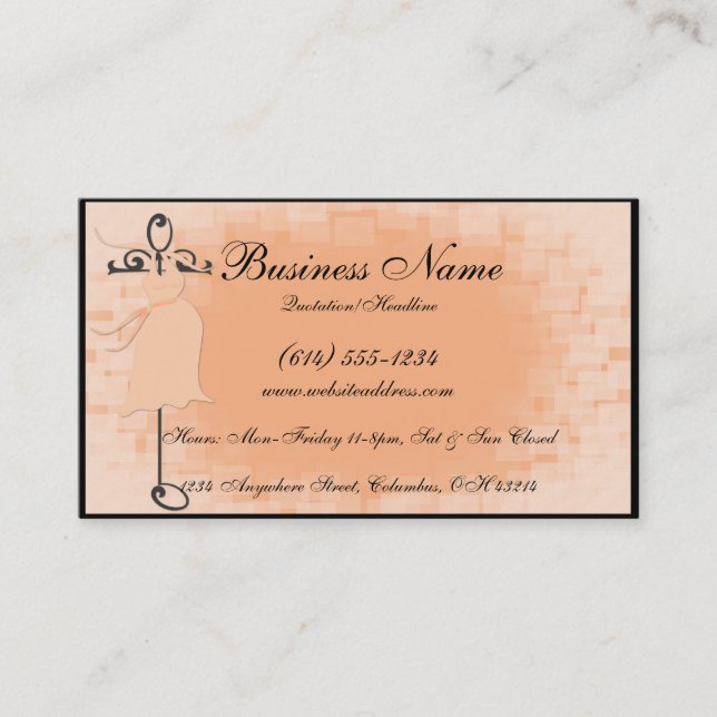 Elegant Peach Maternity Dress Business Cards (Front)