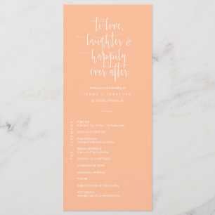 Elegant Peach Minimal QR Code Wedding Flat Programme