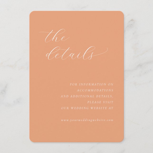 Elegant Peach Minimalist Calligraphy Enclosure Card (Front)